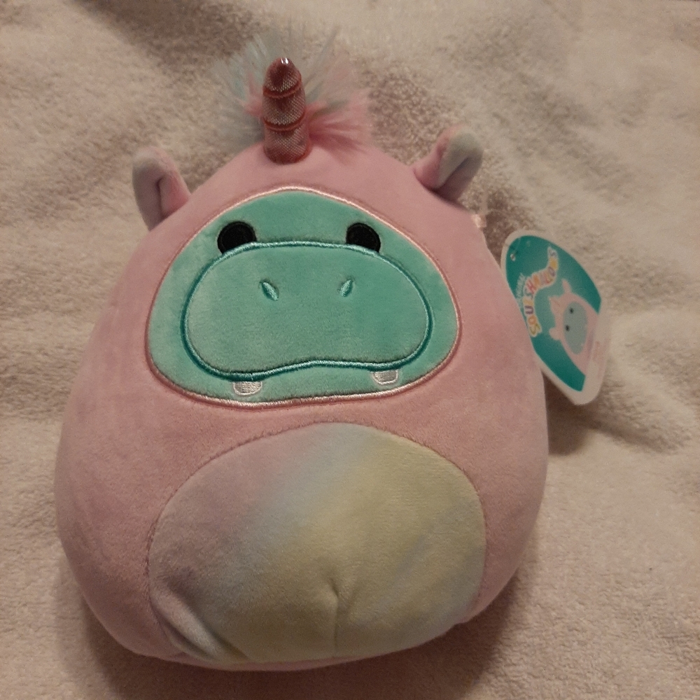 Squishmallow Hippo Hank in Pink Unicorn Costume 8” Plush Kellytoy New